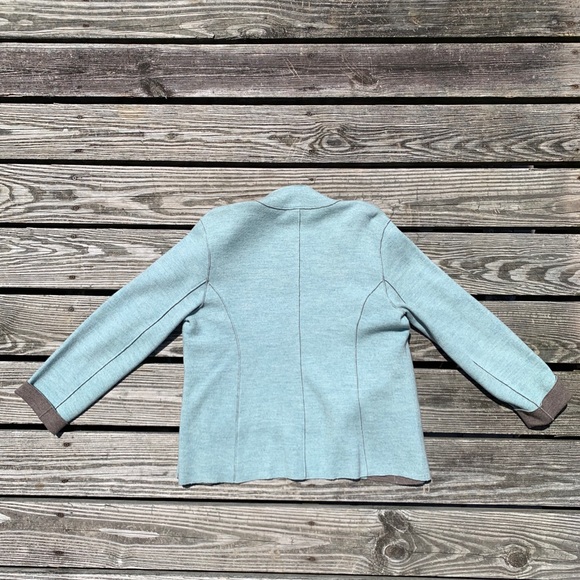 Eileen Fisher Light Blue + Gray Wool Blazer - Picture 2 of 6